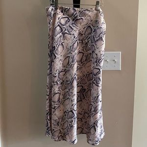 Cotton Candy LA Pink and Navy Snakeskin Midi Skirt